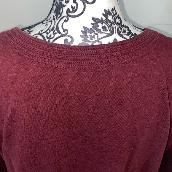 Coldwater Creek Size XL Burgundy Three-Quarter Sleeve Shirt with Boat-Like Neck - Picture 9 of 12